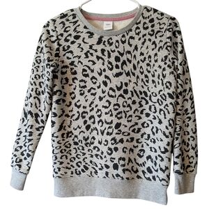 Gray Leopard Print Sweatshirt Crew Neck Pullover Sz. 12